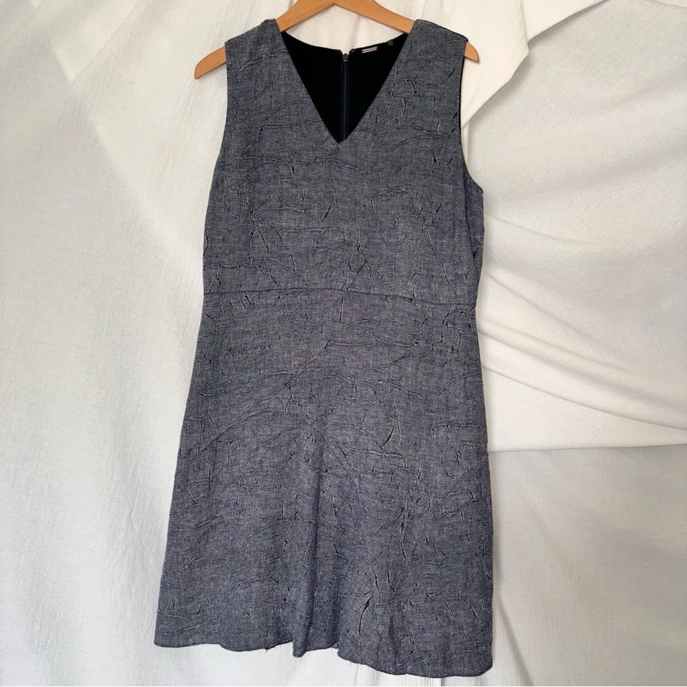 Elie Tahari Gray A-Line V-Neck Dress